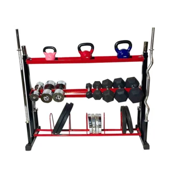 5 in 1 weight storage rack for plates rod dumbbells kettle bells and accessories