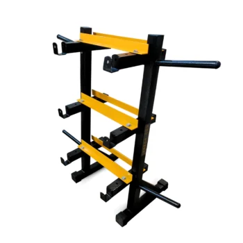 3 in 1 Dumbbell Rack, Plate Stand and bar Holder (Black and Yellow)