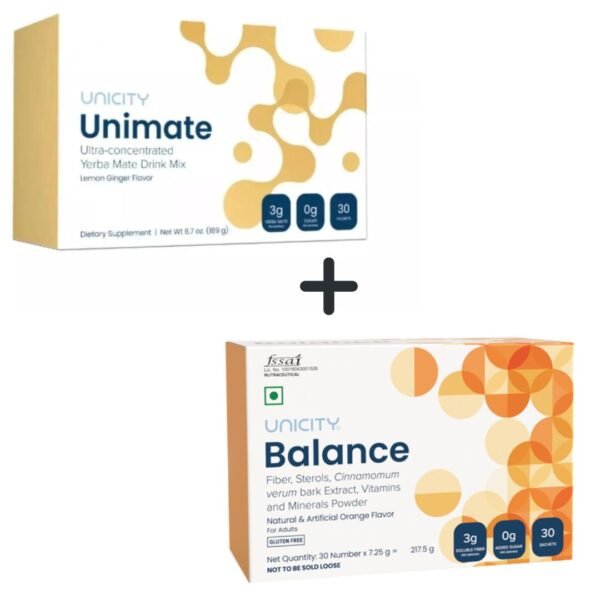 Unicity Unimate Lemon Ginger (30 Sachets) and Unicity Balance (30 Sachets) Combo Unicity Unimate Lemon Ginger (30 Sachets) and Unicity Balance (30 Sachets) Combo